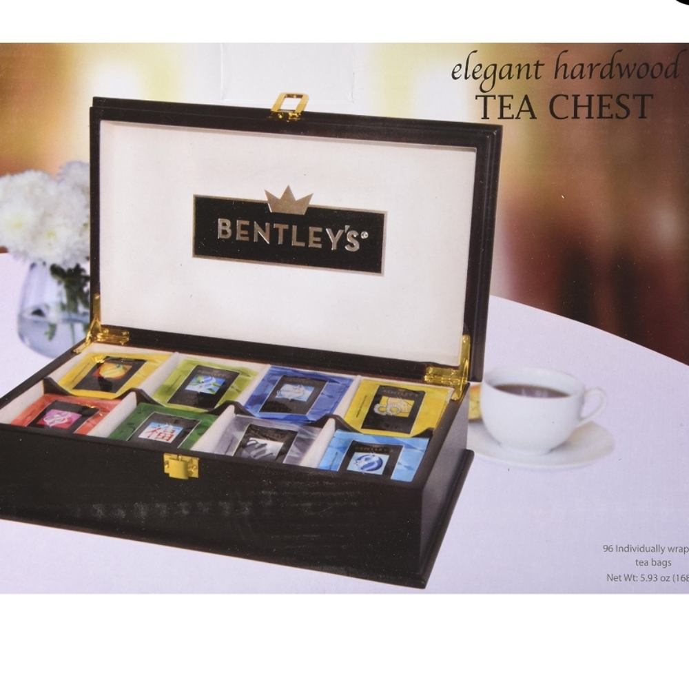 Bentley's Elegant Hardwood To Tea Chest  13"x7.5"x3.5"